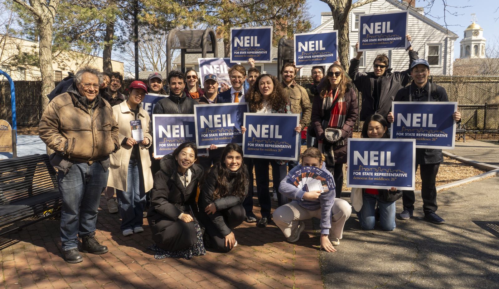 Neil at campaign kickoff with supporters