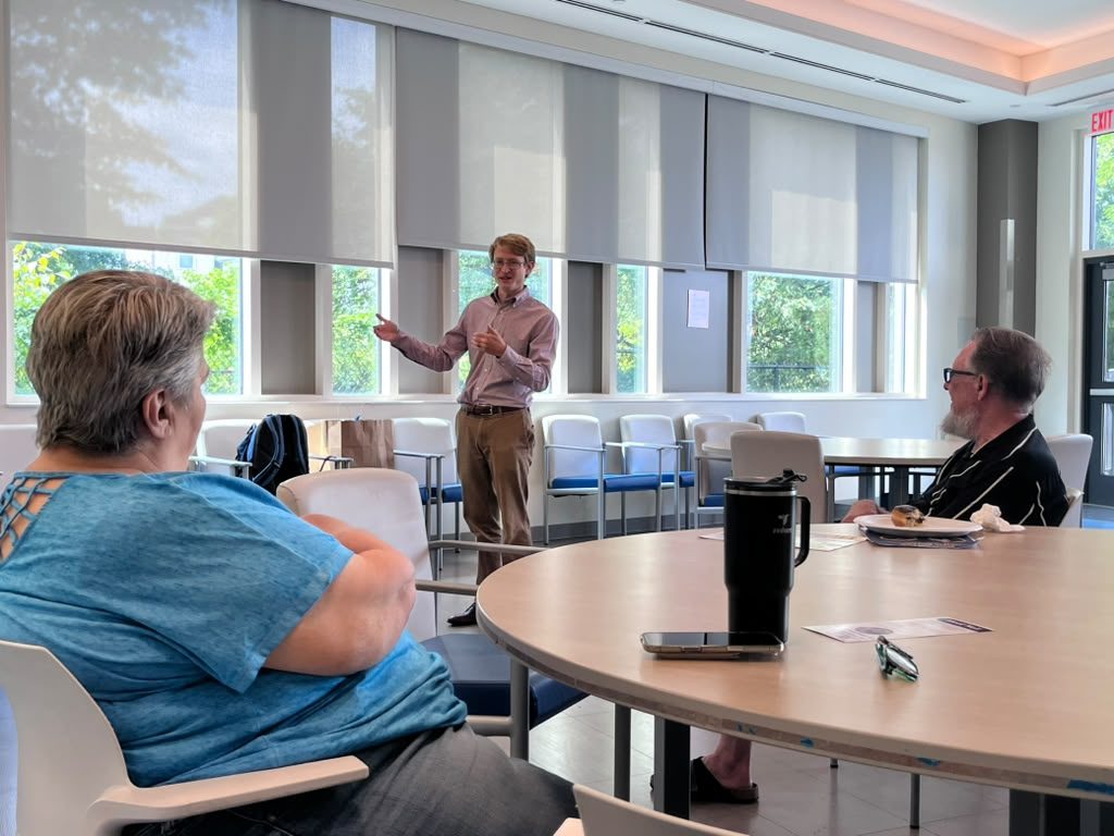 Neil at a community meeting